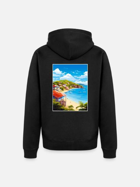 Antigua und Barbuda Karibik Reiseplakat - Unisex Premium Bio Zip Hoodie - Schwarz