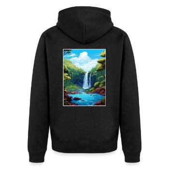 Rio Celeste Wasserfall Vintage Reiseposter WPA - Unisex Premium Bio Zip Hoodie - Schwarz - Hinten - Nico (187cm)
