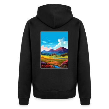 Mauna Kea Hawaii Vintage Reiseposter Souvenir - Unisex Premium Bio Zip Hoodie - Schwarz - Hinten - Nico (187cm)