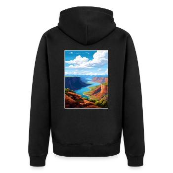 Flaming Gorge Utah Vintage Reiseposter Souvenir - Unisex Premium Bio Zip Hoodie - Schwarz - Hinten - Nico (187cm)