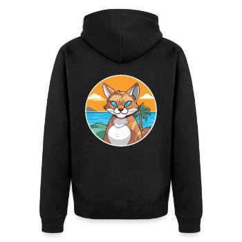 Rotluchs Aquarell Cartoon Kawaii Clipart Tier - Unisex Premium Bio Zip Hoodie - Schwarz - Hinten - Nico (187cm)