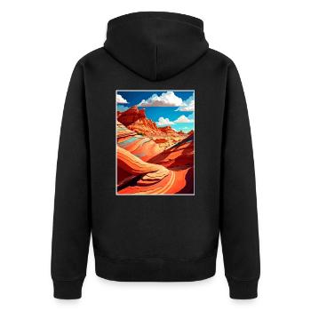 Zinnoberrote Klippen Arizona Vintage Reiseposter WPA - Unisex Premium Bio Zip Hoodie - Schwarz - Hinten - Nico (187cm)