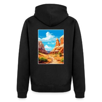 Große Treppe Utah Wüste Vintage Reiseposter - Unisex Premium Bio Zip Hoodie - Schwarz - Hinten - Nico (187cm)