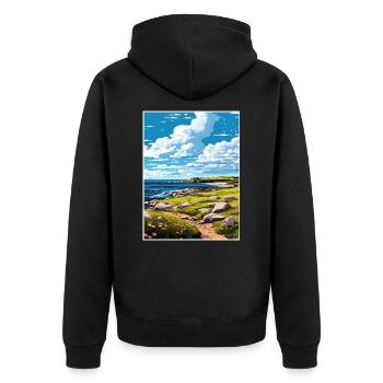 Isle Of Coll Schottland Vintage Reiseposter WPA - Unisex Premium Bio Zip Hoodie - Schwarz - Hinten - Nico (187cm)