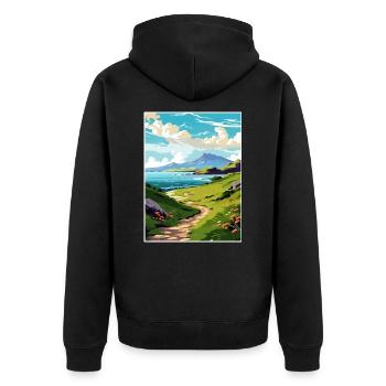 Isle Of Canna Schottland Vintage Reiseposter WPA - Unisex Premium Bio Zip Hoodie - Schwarz - Hinten - Nico (187cm)