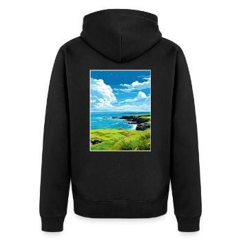 Rame Halbinsel Cornwall Vintage Reiseposter WPA - Unisex Premium Bio Zip Hoodie - Schwarz - Hinten - Nico (187cm)