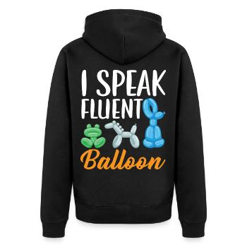 Ich spreche fließend Ballon Twister Ballonmodellie - Unisex Premium Bio Zip Hoodie - Schwarz - Hinten - Nico (187cm)