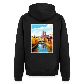 Amiens Frankreich Vintage Reiseposter WPA Souvenir - Unisex Premium Bio Zip Hoodie - Schwarz - Hinten - Nico (187cm)