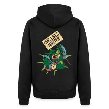 Orc Lives Matter - Unisex Premium Bio Zip Hoodie - Schwarz - Hinten - Nico (187cm)