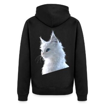 Angora Katze Weiße Angorakatze Süße Angora Katzen - Unisex Premium Bio Zip Hoodie - Schwarz - Hinten - Nico (187cm)