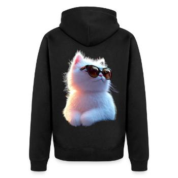 Angora Katze Weiße Angorakatze Süße Angora Katzen - Unisex Premium Bio Zip Hoodie - Schwarz - Hinten - Nico (187cm)