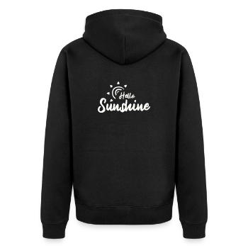 Hello Sunshine - Unisex Premium Bio Zip Hoodie - Schwarz - Hinten - Nico (187cm)