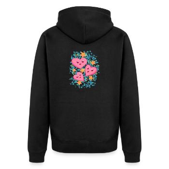 Drei kleine Herzen im Comicstil - Unisex Premium Bio Zip Hoodie - Schwarz - Hinten - Nico (187cm)
