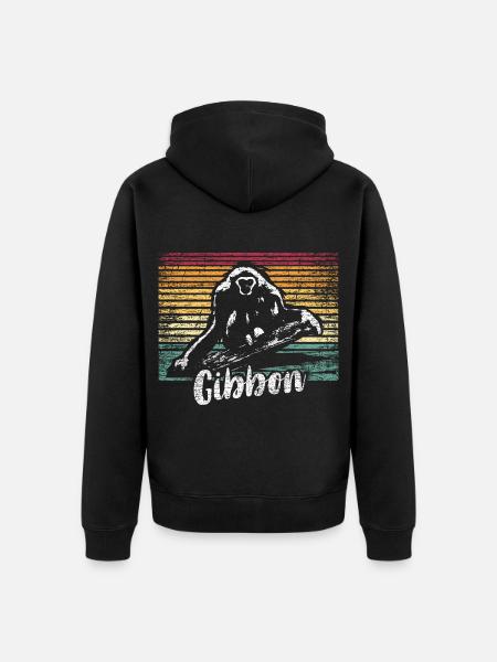 Geschmeidiger Gibbon Baumkronen - Unisex Premium Bio Zip Hoodie - Schwarz