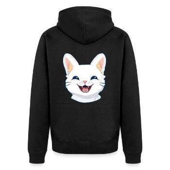 Ägäische Katze Karikatur Aquarell Illustration - Unisex Premium Bio Zip Hoodie - Schwarz - Hinten - Nico (187cm)