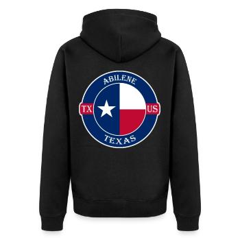 Abilene Texas Flagge USA Reise Souvenir Abzeichen - Unisex Premium Bio Zip Hoodie - Schwarz - Hinten - Nico (187cm)