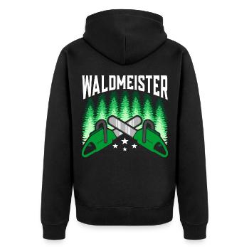 Waldmeister Holzfäller Forstwirt Baumfäller - Unisex Premium Bio Zip Hoodie - Schwarz - Hinten - Nico (187cm)