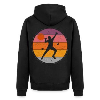 Klettern Bergsteiger Bouldern Kletterer - Unisex Premium Bio Zip Hoodie - Schwarz - Hinten - Nico (187cm)