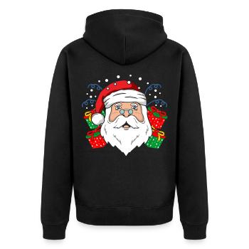 Santa Weihnachtsmann - Unisex Premium Bio Zip Hoodie - Schwarz - Hinten - Nico (187cm)