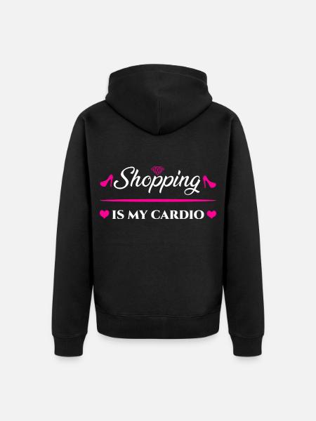 Shopping Is My Cardio - Unisex Premium Bio Zip Hoodie - Schwarz