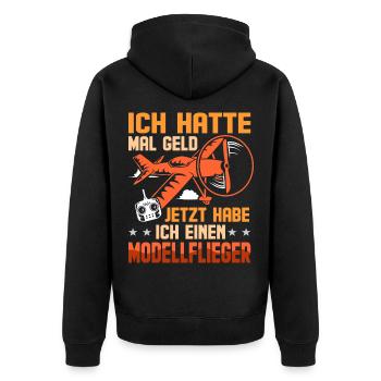 Modellflieger Spruch Modell Flieger RC Flugzeug - Unisex Premium Bio Zip Hoodie - Schwarz - Hinten - Nico (187cm)