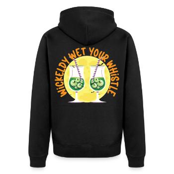 Feuchte deine Pfeife an - Unisex Premium Bio Zip Hoodie - Schwarz - Hinten - Nico (187cm)