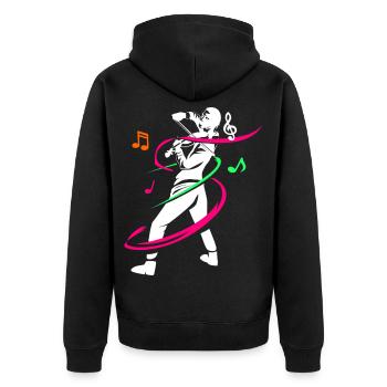 Schwungvoller Geigenklang Orchester - Unisex Premium Bio Zip Hoodie - Schwarz - Hinten - Nico (187cm)