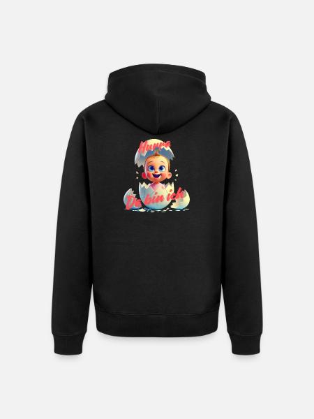 Hurra - Da bin da / Mädchen - Unisex Premium Bio Zip Hoodie - Schwarz
