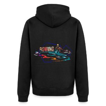 Pfeilschneller Rudersport Regatta - Unisex Premium Bio Zip Hoodie - Schwarz - Hinten - Nico (187cm)