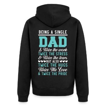 Single Dad Vatertag Bester Daddy aller Zeiten - Unisex Premium Bio Zip Hoodie - Schwarz - Hinten - Nico (187cm)