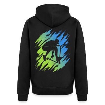 Stunt Scooter Tricks Roller Stuntroller Tretroller - Unisex Premium Bio Zip Hoodie - Schwarz - Hinten - Nico (187cm)