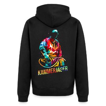 Flinker Kammerjäger Schädlingsbekämpfung - Unisex Premium Bio Zip Hoodie - Schwarz - Hinten - Nico (187cm)
