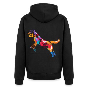 Wachsamer Rottweiler Familienwache - Unisex Premium Bio Zip Hoodie - Schwarz - Hinten - Nico (187cm)