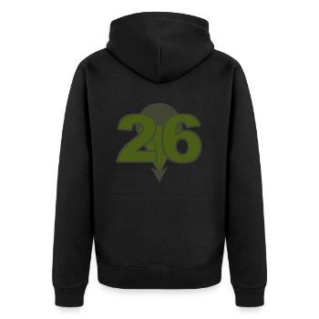 FschJgRgt 26 - Unisex Premium Bio Zip Hoodie - Schwarz - Hinten - Nico (187cm)