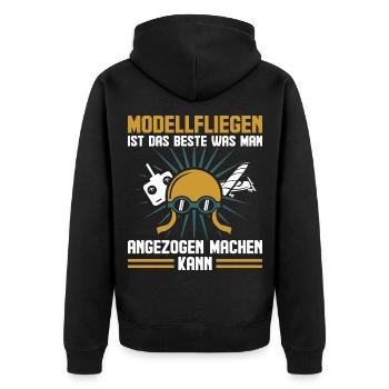 Modellfliegen Spruch Lustig RC Pilot Modellflieger - Unisex Premium Bio Zip Hoodie - Schwarz - Hinten - Nico (187cm)