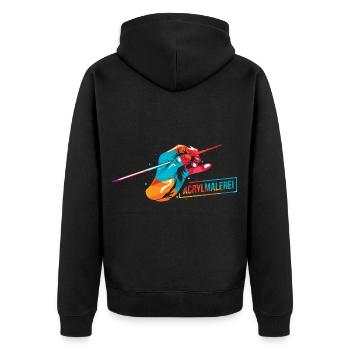 Lebendige Acrylmalerei Leinwand - Unisex Premium Bio Zip Hoodie - Schwarz - Hinten - Nico (187cm)