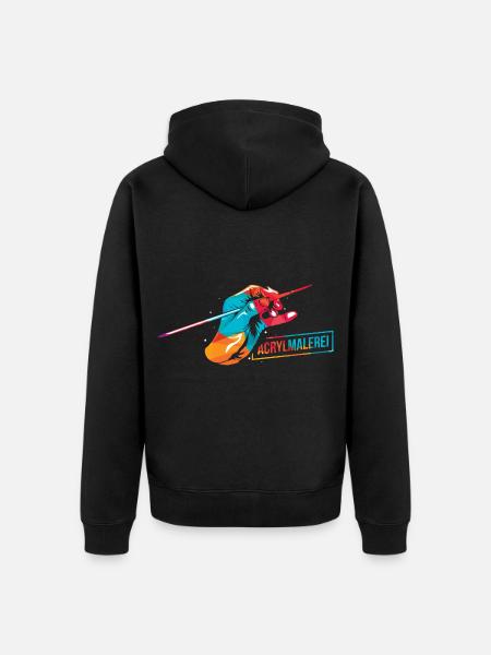 Lebendige Acrylmalerei Leinwand - Unisex Premium Bio Zip Hoodie - Schwarz