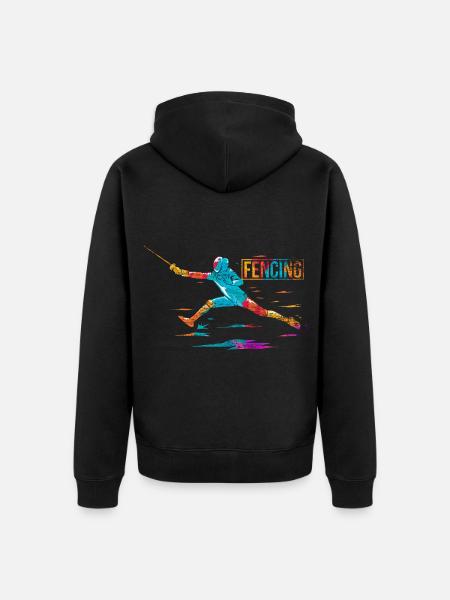 Blitzschneller Fechter Florettduell - Unisex Premium Bio Zip Hoodie - Schwarz