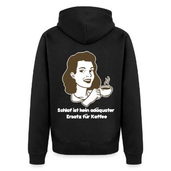 Koffeinsüchtiger Workaholic Barista - Unisex Premium Bio Zip Hoodie - Schwarz - Hinten - Nico (187cm)