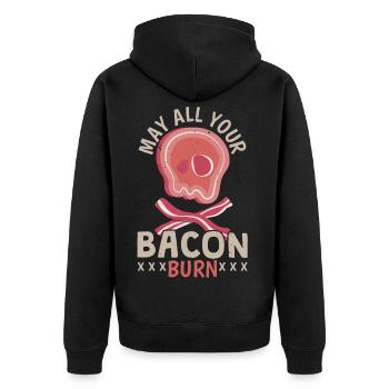 Möge all dein Speck brennen Fleischliebhaber Speck - Unisex Premium Bio Zip Hoodie - Schwarz - Hinten - Nico (187cm)