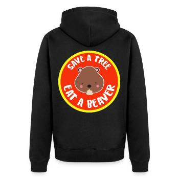 Schadenfroher Biber Grillabend - Unisex Premium Bio Zip Hoodie - Schwarz - Hinten - Nico (187cm)