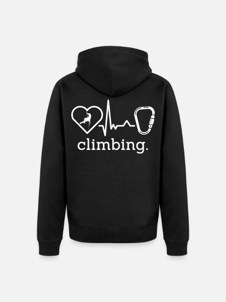 Klettern Kletterhalle Kletterer Bouldern - Unisex Premium Bio Zip Hoodie - Schwarz