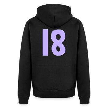 JAHRESTAG. ALLES GUTE ZUM GEBURTSTAG. ALLES GUTE ZUM GEBURTSTAG. - Unisex Premium Bio Zip Hoodie - Schwarz - Hinten - Nico (187cm)