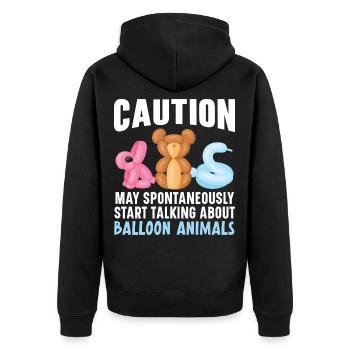 Vorsicht Sprechen Sie über Ballontiere - Unisex Premium Bio Zip Hoodie - Schwarz - Hinten - Nico (187cm)