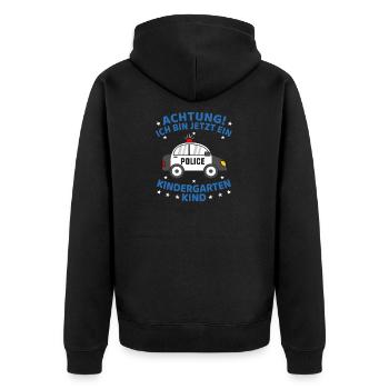 Ich Bin Jetzt Ein Kindergartenkind Polizeiauto 1 - Unisex Premium Bio Zip Hoodie - Schwarz - Hinten - Nico (187cm)