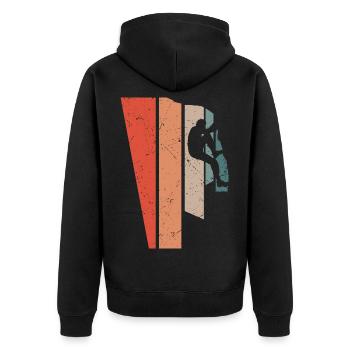 Kletterer Vintage Berge Klettern Bouldern - Unisex Premium Bio Zip Hoodie - Schwarz - Hinten - Nico (187cm)