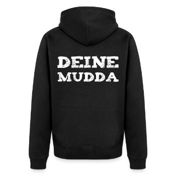 Deine Mutter - Unisex Premium Bio Zip Hoodie - Schwarz - Hinten - Nico (187cm)