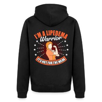 Lipidema Fighter - Unisex Premium Bio Zip Hoodie - Schwarz - Hinten - Nico (187cm)