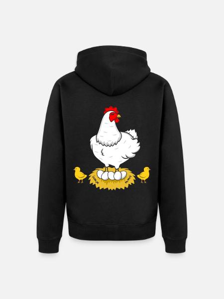 Huhn Henne Hahn Eier - Unisex Premium Bio Zip Hoodie - Schwarz