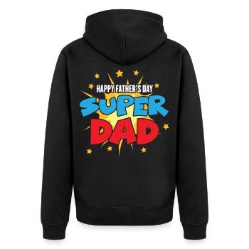 Happy Fathers Day Super Papa Vatertag Super Dad Pa - Unisex Premium Bio Zip Hoodie - Schwarz - Hinten - Nico (187cm)